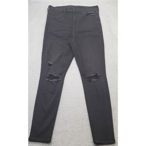 American Eagle Outfitters Skinny Jeans Women 14 Black Denim Distressed Dark Wash